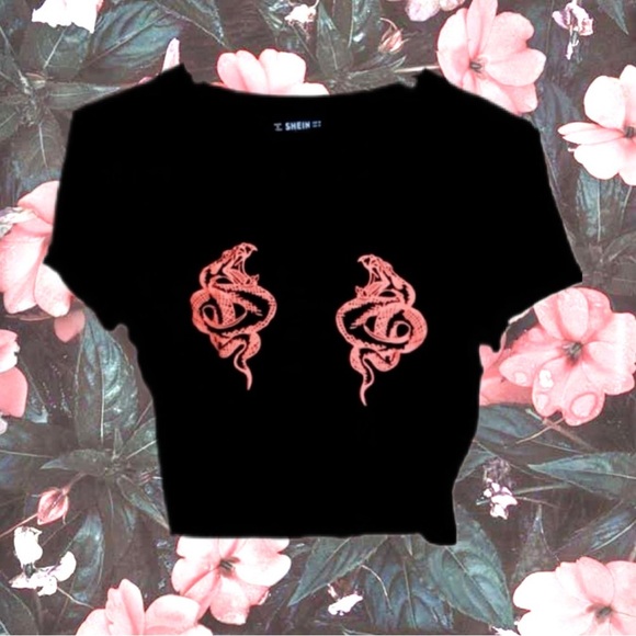 SHEIN Tops - 🩵3/$20🩵 SNAKE CROP TOP BABY TEE